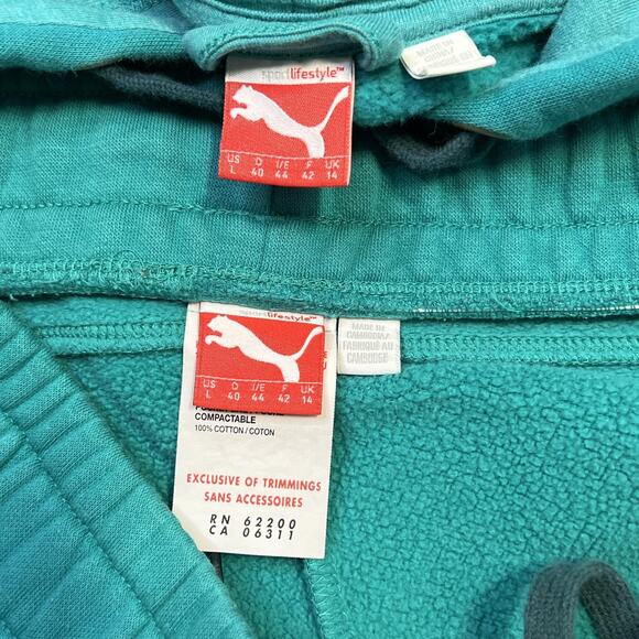 Puma Hoodie Sweatshirt Pants Set Womens Large Pullover Low Rise Tracksuit Logo - Picture 13 of 16